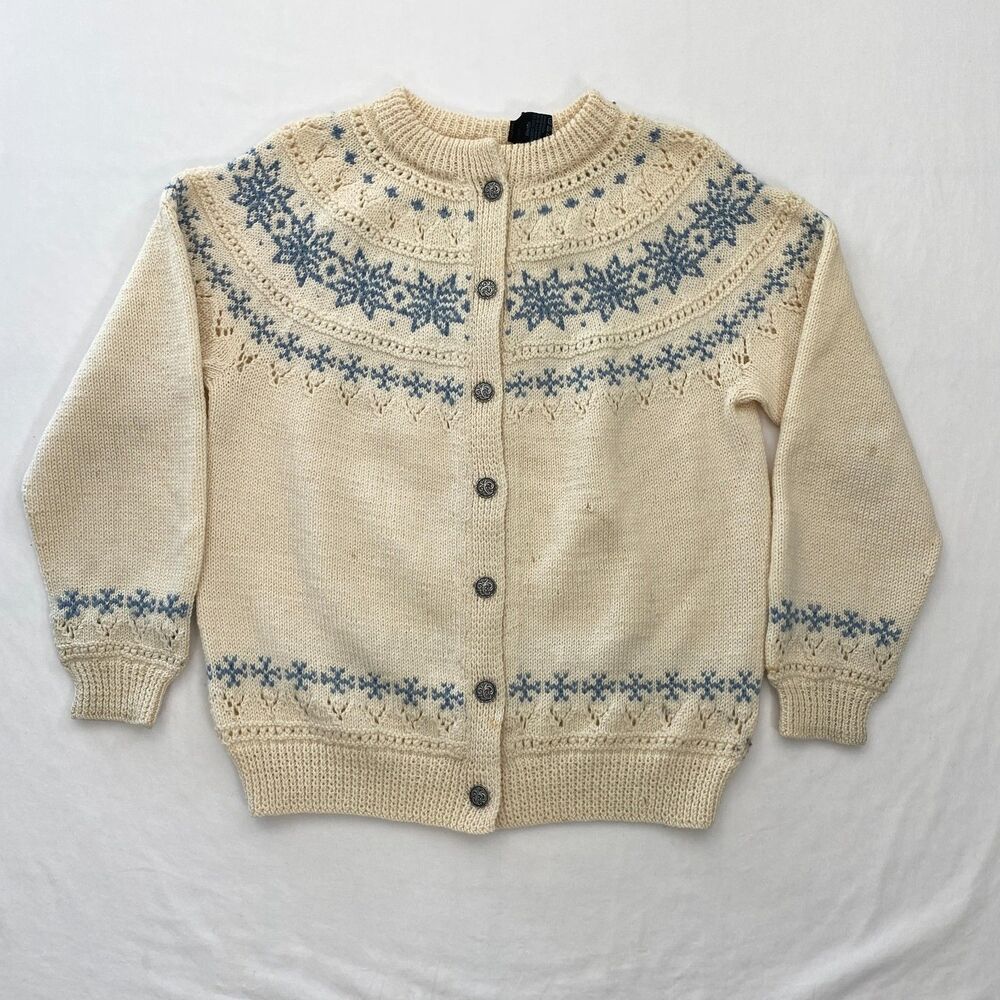 Dale of Norway Wool Cardigan Womens Medium 42 Nordic Fair Isle Sweater Knit